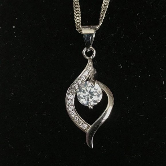 16" Gorgeous .75CT 5A CZ Platinum Plated S925 Sterling Silver Necklace - Picture 9 of 9